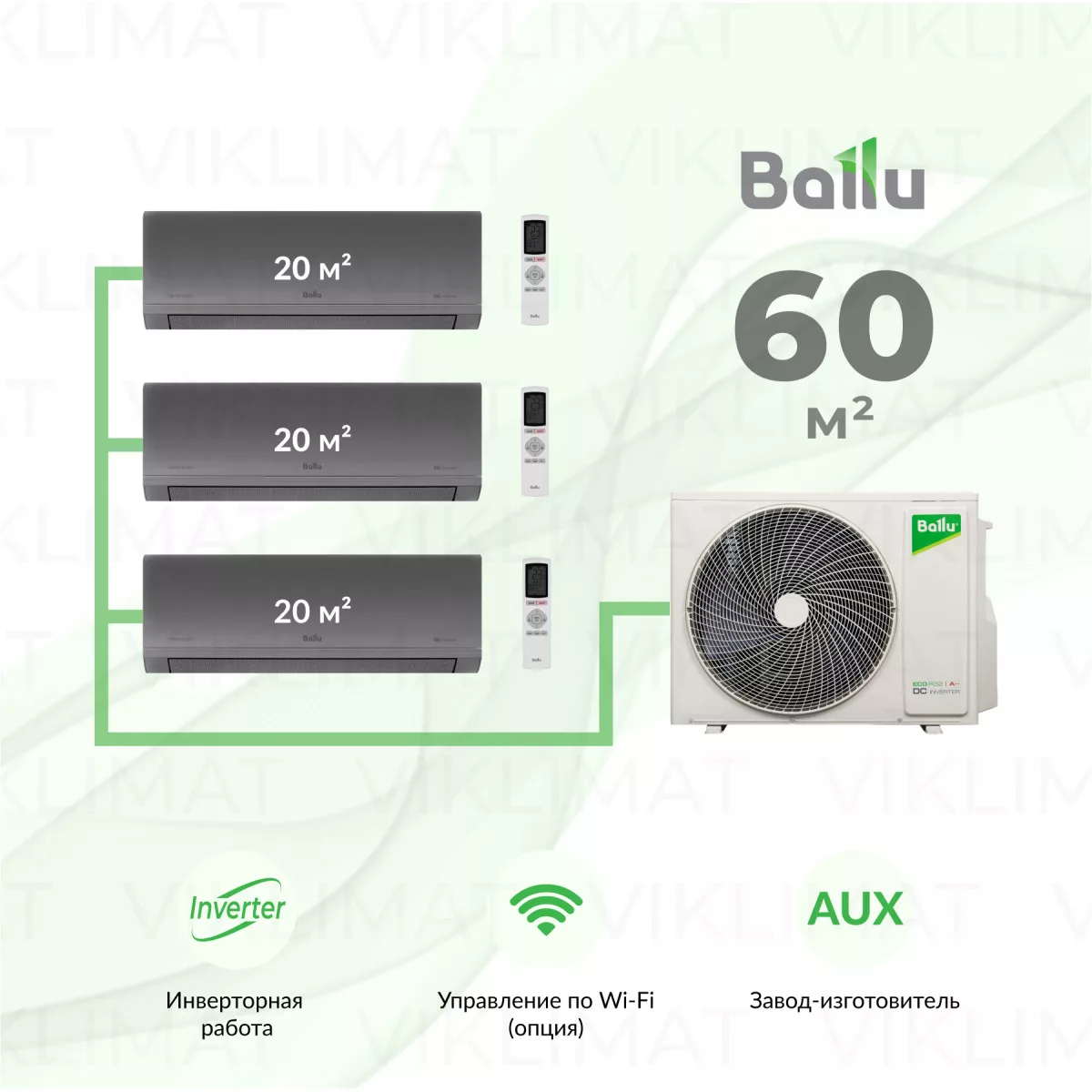 Ballu Defender BA3OI-FM/out-21HN8/EU + 3*BSFI-FM/in-07HN8/EU_SV Фото №0