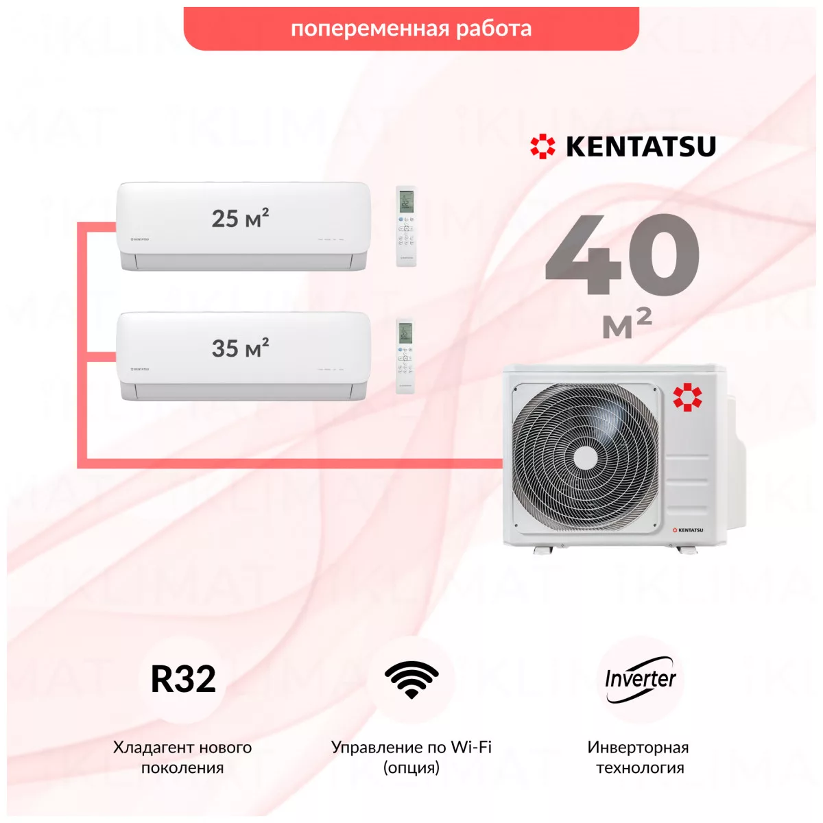 Kentatsu K2MRB40HZRN1 + KMGA26HZRN1 + KMGA35HZRN1 Фото №0