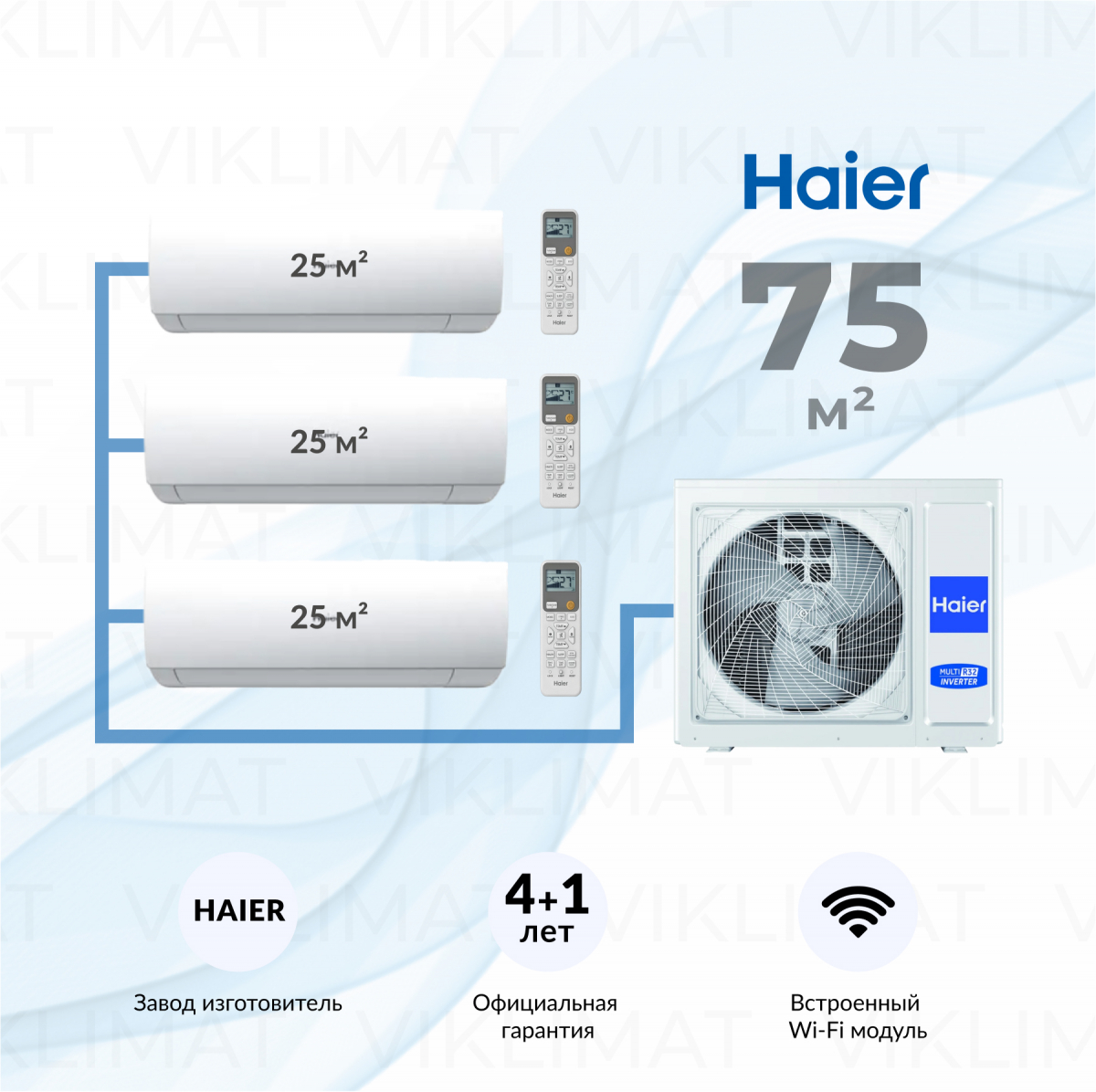 Haier SPIRIT-M 4U75S2SR5FA + 3*AS25SS1HRA-M Фото №0