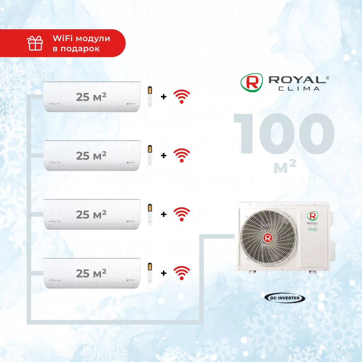 Royal Clima Multi Gamma Gloria 4TFM-32HN/OUT + 4*RCI-GLF09HN + WiFi модули Фото №0