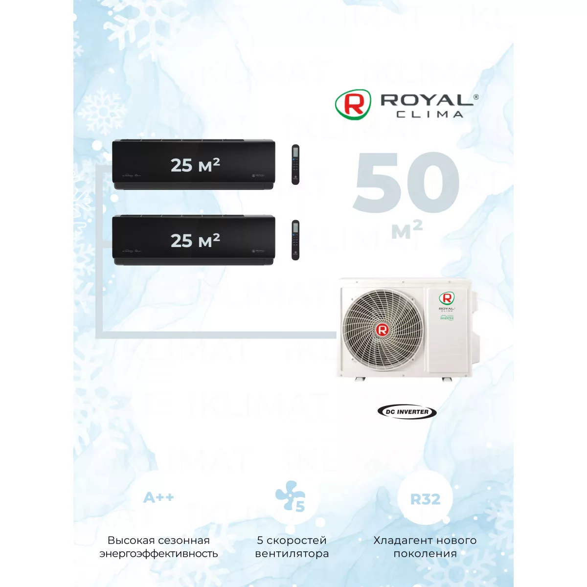 Royal Clima Multi Gamma Attica 2TFM-17HN/OUT + 2*RCI-ANF09HN Фото №0