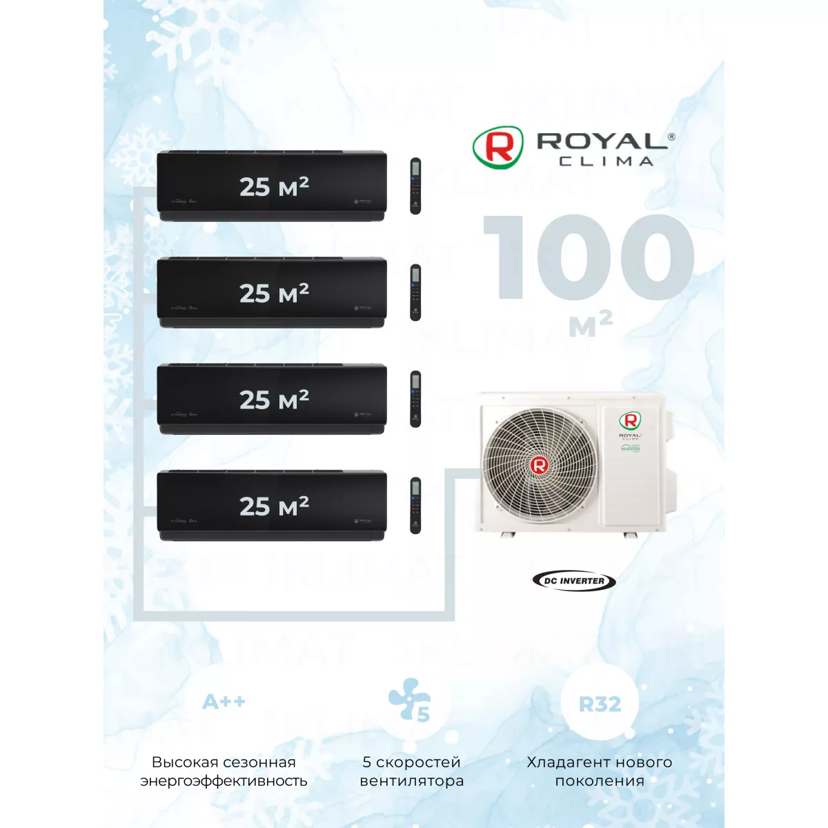 Royal Clima Multi Gamma Attica 4TFM-32HN/OUT + 4*RCI-ANF09HN Фото №0