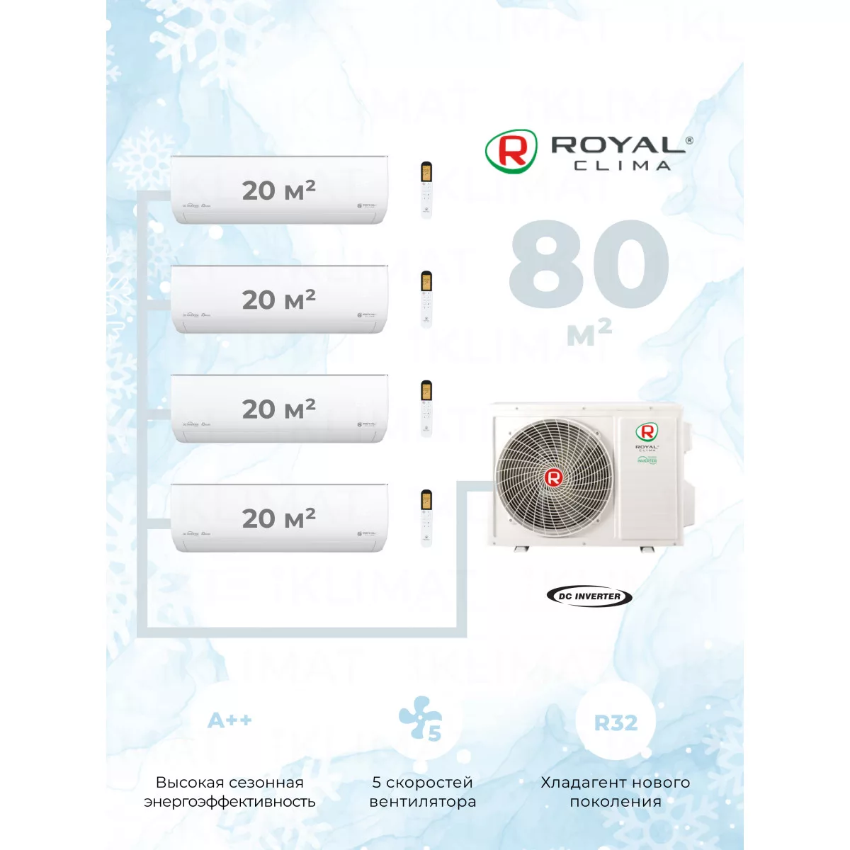 Royal Clima Multi Gamma Gloria 4TFM-32HN/OUT + 4*RCI-GLF07HN Фото №0