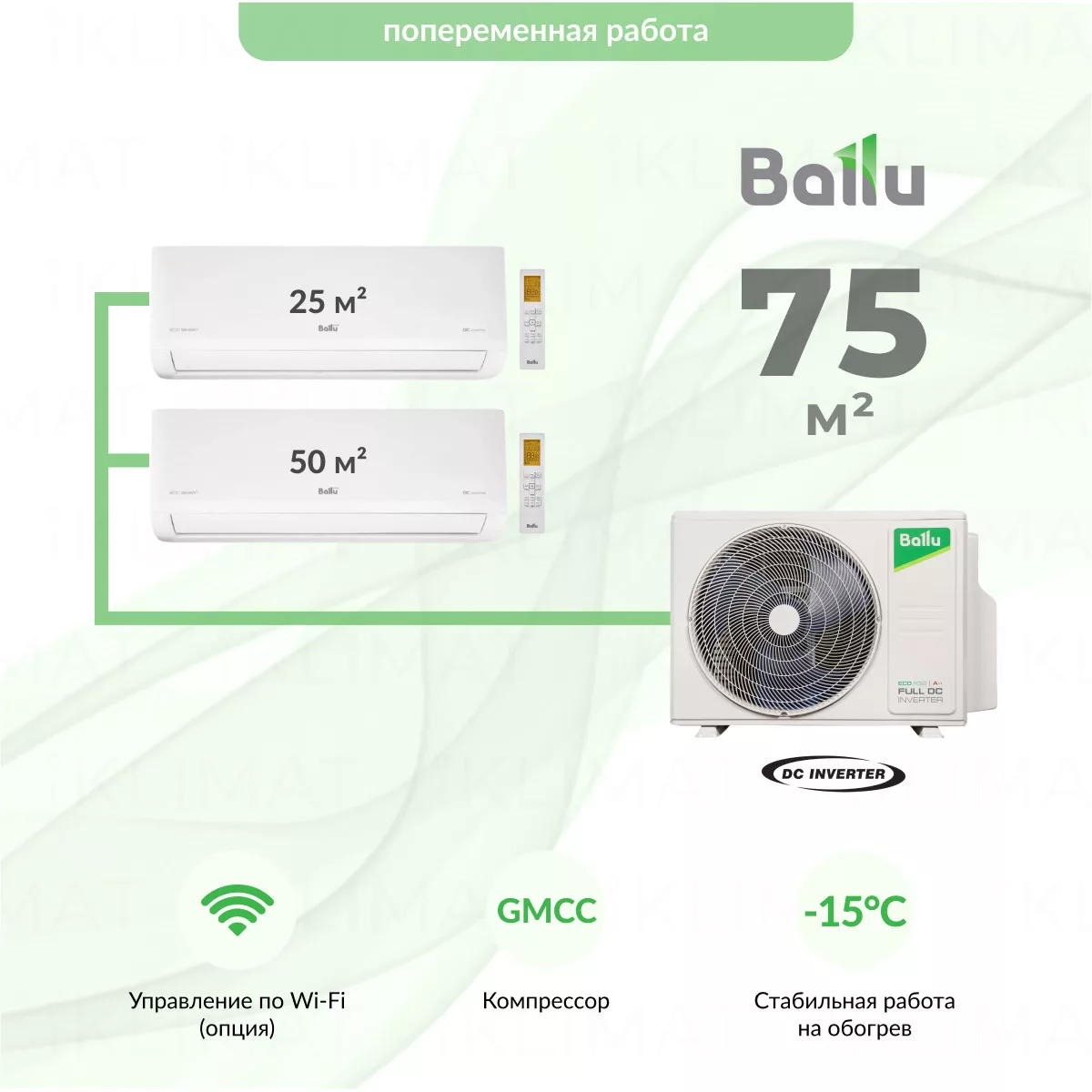 Ballu Eco Smart BM3OI-FM/out-21HN8_V1/EU + BSYI-FM/in-09HN8_V1/EU + BSYI-FM/in-18HN8_V1/EU Фото №0