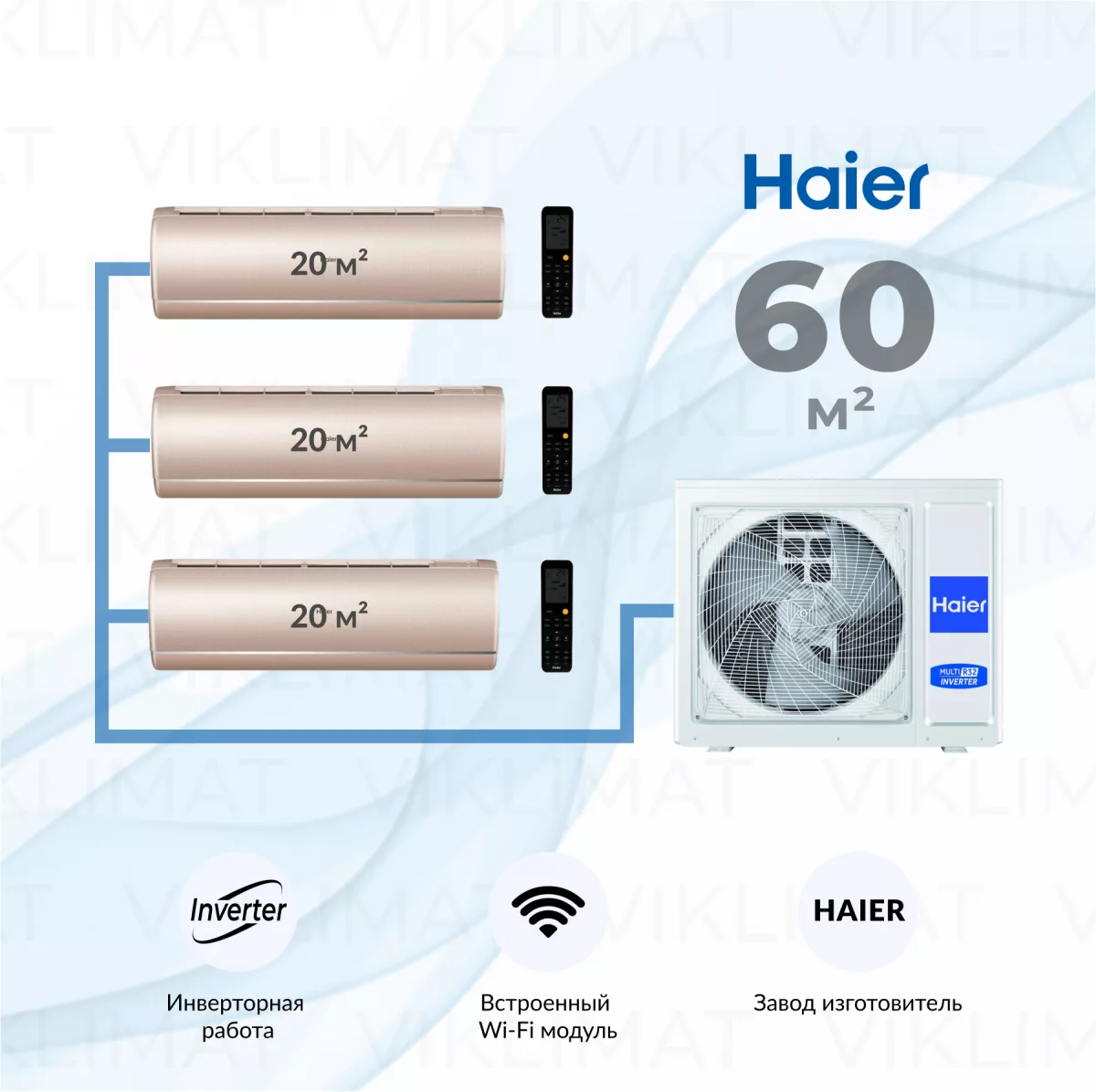 Haier Jade Super Match 3U70S2SR5FA + 3*AS25S2SJ3FA-G Фото №0