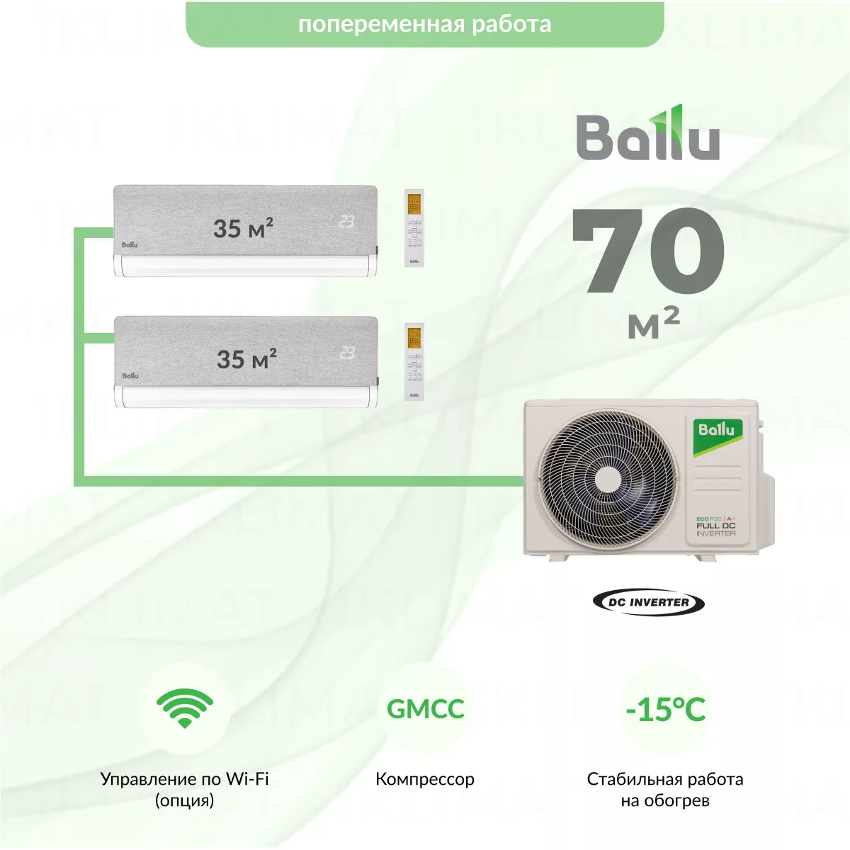 Ballu Boho BM2OI-FM/out-18HN8_V1/EU + 2*BSNI-FM/in-13HN8_V1/EU Фото №0