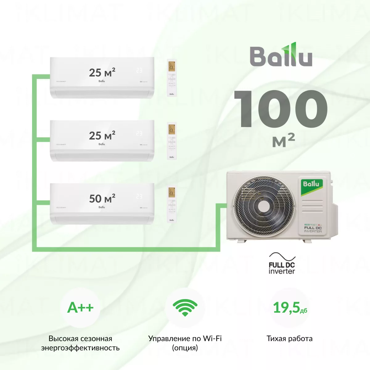 Ballu Eco Smart BM4OI-FM/out-36HN8_V1/EU + 2*BSYI-FM/in-09HN8_V1/EU + BSYI-FM/in-18HN8_V1/EU Фото №0
