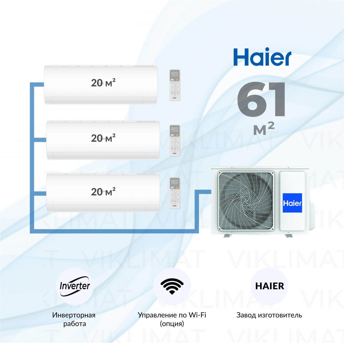 Haier Coral Super Match 3U70S2SR5FA + 3*AS20PS1HRA-M Фото №0