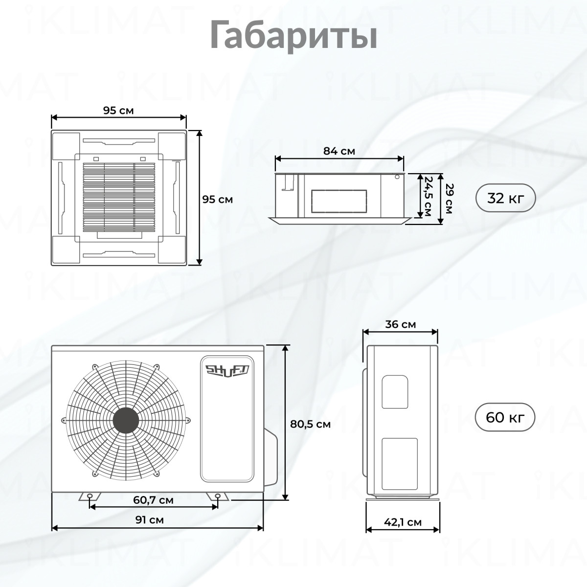 Комплект SHUFT SFLC_C-36HN1_V2 полупромышленной сплит-системы, кассетного типа Фото №1