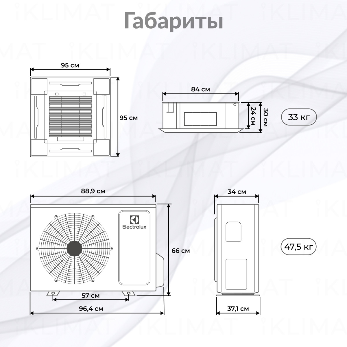 Комплект Electrolux EACC/I-24 FMI/N8_ERP Free match сплит-системы, кассетного типа Фото №1