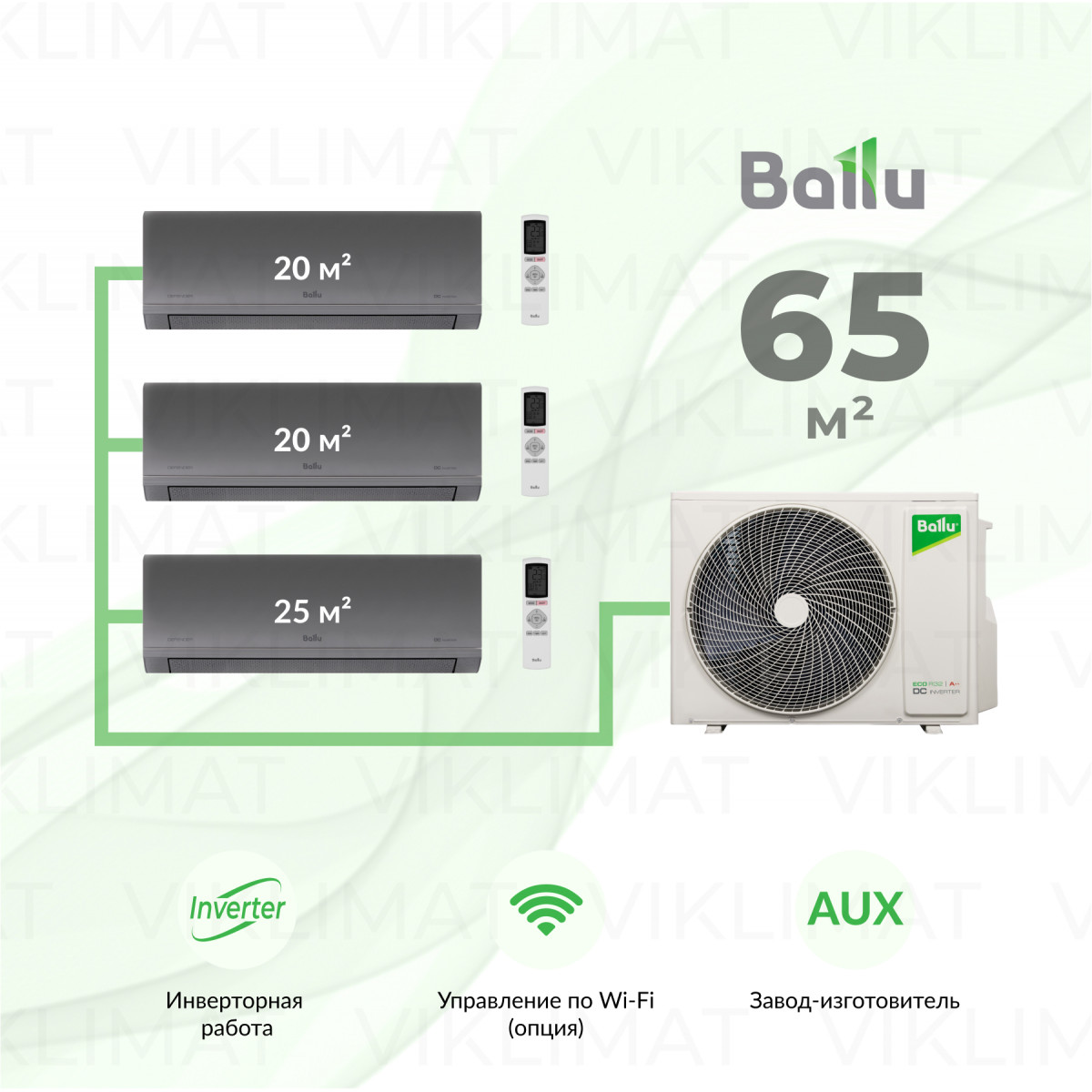 Ballu Defender BA3OI-FM/out-21HN8/EU + 2*BSFI-FM/in-07HN8/EU_SV + BSFI-FM/in-09HN8/EU_SV Фото №0