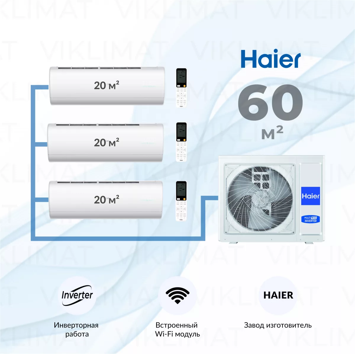 Haier Jade Super Match 3U70S2SR5FA + 3*AS25S2SJ3FA-W Фото №0