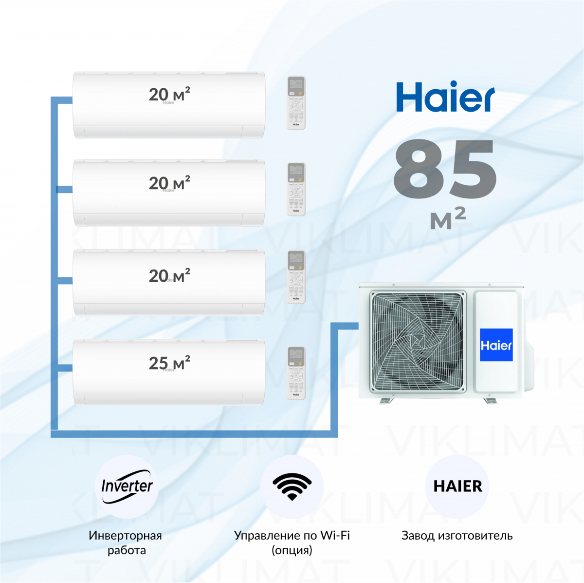 Haier Coral Super Match 4U85S2SR5FA + 3*AS20PS1HRA-M + AS25PS1HRA-M Фото №0