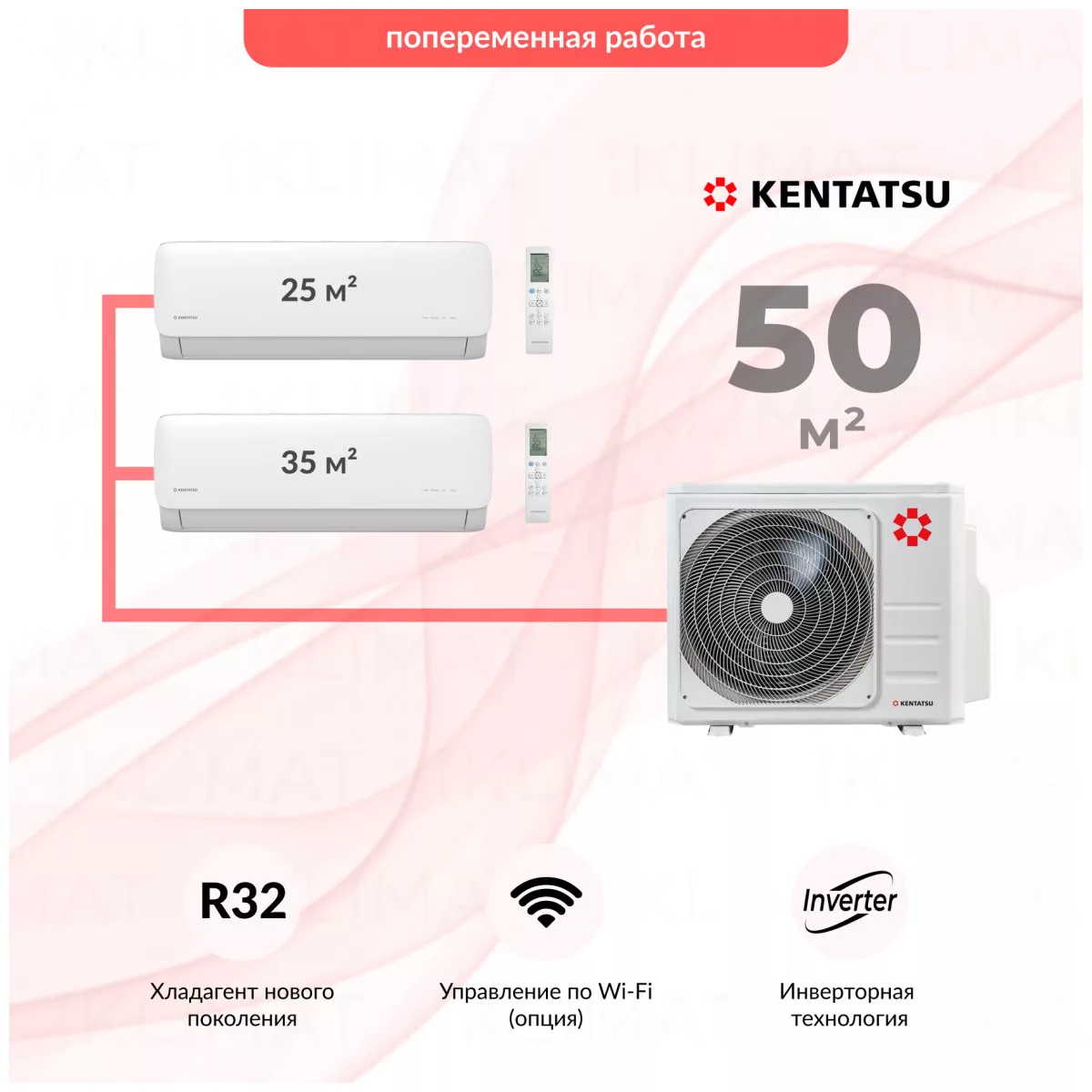Kentatsu K2MRB50HZRN1 + KMGA26HZRN1 + KMGA35HZRN1 Фото №0
