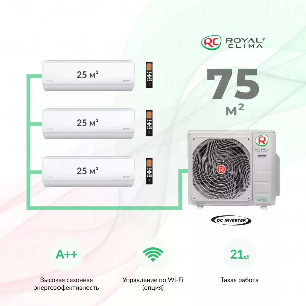 Royal Clima Multi Flexi 4RMX-28HN/OUT + 3*RCI-TMN09HN Фото №0