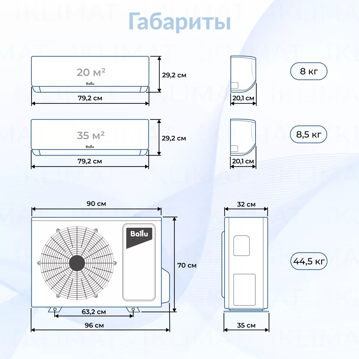 Ballu BA3OI-FM/out-27HN8/EU + 2*BSUI-FM/in-07HN8/EU_BL + BSUI-FM/in-12HN8/EU_BL + WiFi модули Фото №1