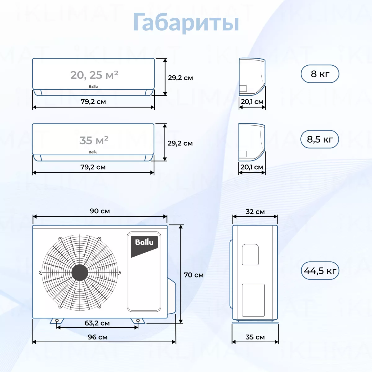 Ballu BA3OI-FM/out-27HN8/EU + BSUI-FM/in-07HN8/EU + BSUI-FM/in-09HN8/EU + BSUI-FM/in-12HN8/EU + WiFi модули Фото №1