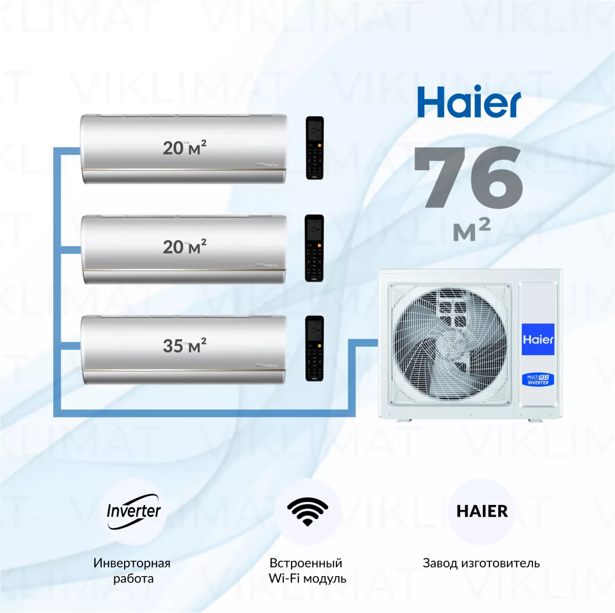 Haier Jade Super Match 4U75S2SR5FA + 2*AS25S2SJ3FA-S + AS35S2SJ3FA-S Фото №0