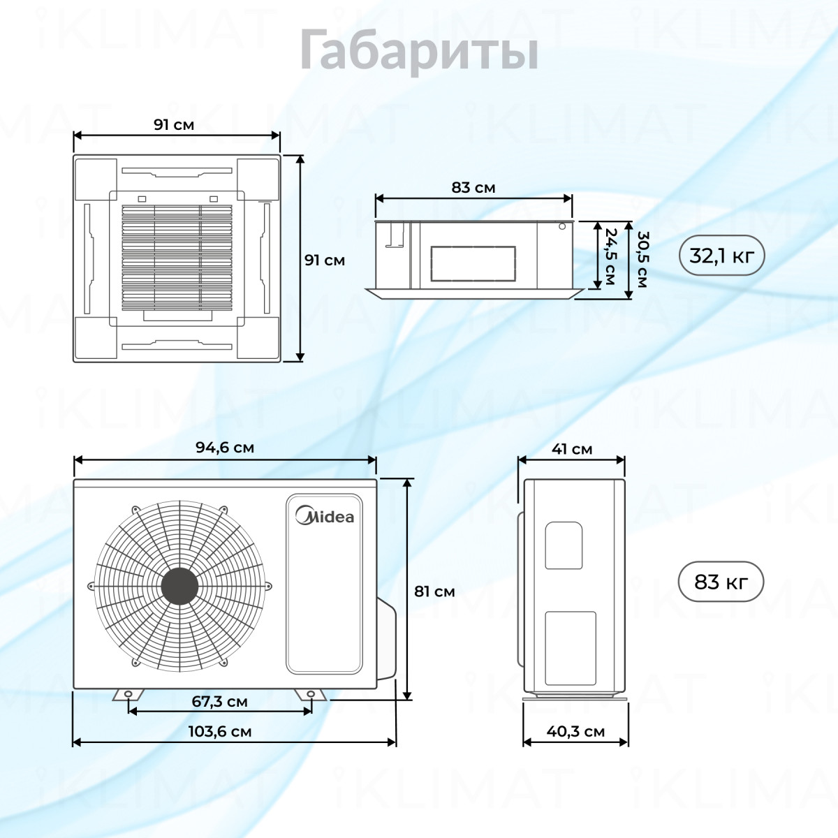 Комплект Midea MCD1/MOU MCD1-36HRN1-R/MOU-36HN1-R/T-MBQ4-04A1 Фото №1