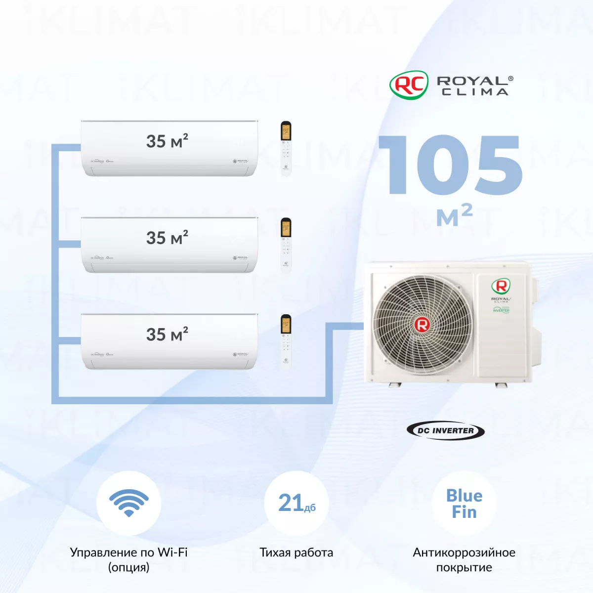 Royal Clima Multi Gamma Gloria 4TFM-32HN/OUT + 3*RCI-GLF12HN Фото №0