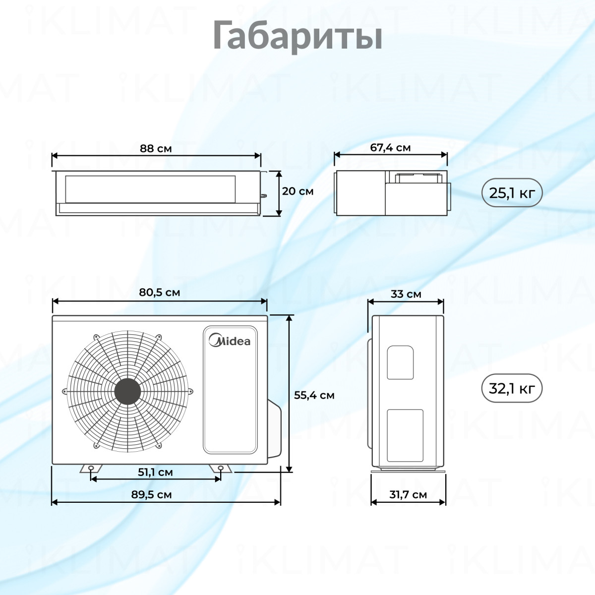 Комплект Midea MTI-F-P/MO-N8 MTIU-18HWFNXP(GA)/MOX330U-18HFN8-Q(GA) Фото №1