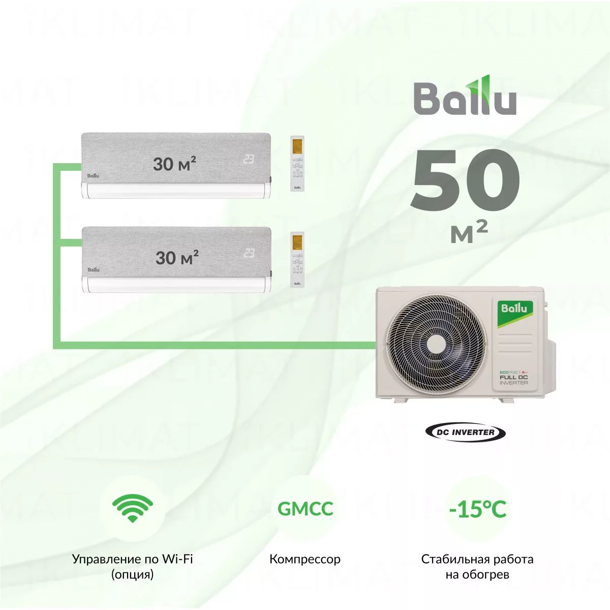 Ballu Boho BM2OI-FM/out-18HN8_V1/EU + 2*BSNI-FM/in-10HN8_V1/EU Фото №0