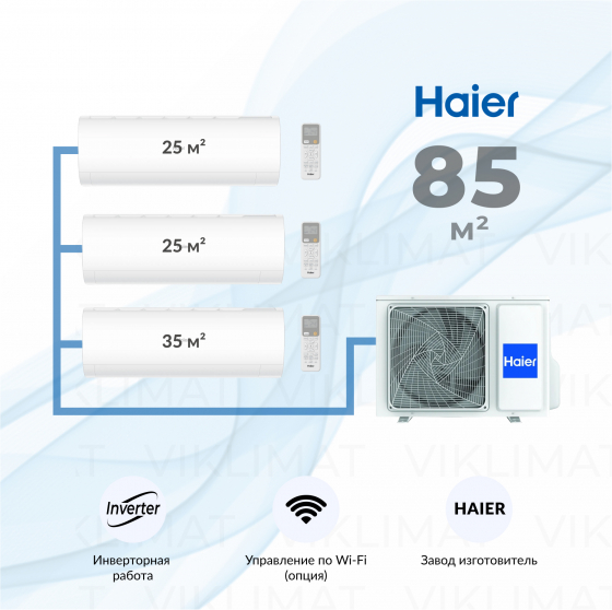 Haier Coral Super Match 3U70S2SR5FA + 2*AS25PS1HRA-M + AS35PS1HRA-M Главное фото