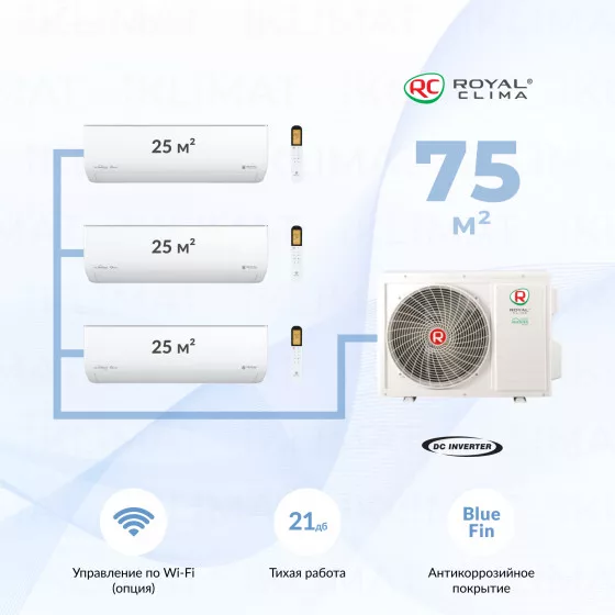 Royal Clima Multi Gamma Gloria 3TFM-25HN/OUT + 3*RCI-GLD09HN Главное фото