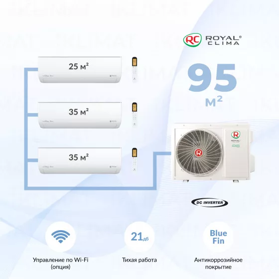 Royal Clima Multi Gamma Gloria  4TFM-32HN/OUT + RCI-GLD09HN + 2*RCI-GLF12HN Главное фото