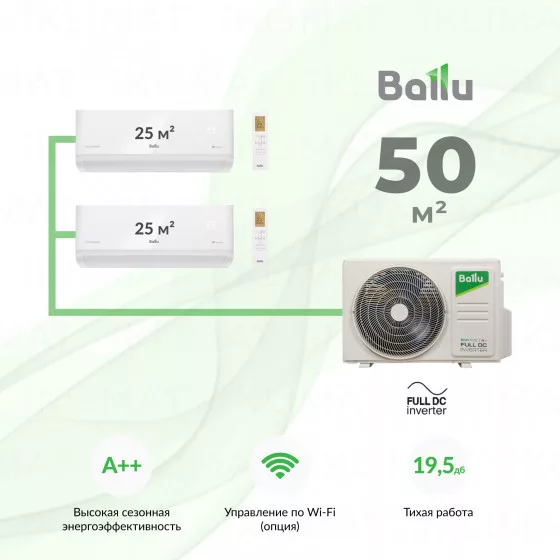 Ballu  Eco Smart BM2OI-FM/out-18HN8_V1/EU + 2*BSYI-FM/in-09HN8_V1/EU Главное фото