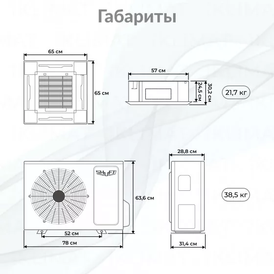 Комплект SHUFT SFLC_C-18HN1_V2 полупромышленной сплит-системы, кассетного типа Второе фото