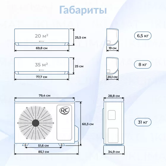 Royal Clima Multi Gamma Gloria 2TFM-17HN/OUT + RCI-GLD07HN  + RCI-GLF12HN + WiFi модули Второе фото