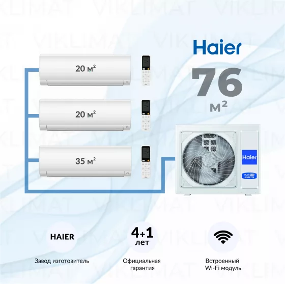 Haier FLEXIS Super Match 4U75S2SR5FA + 2*AS25S2SF3FA-W + AS35S2SF3FA-W Главное фото