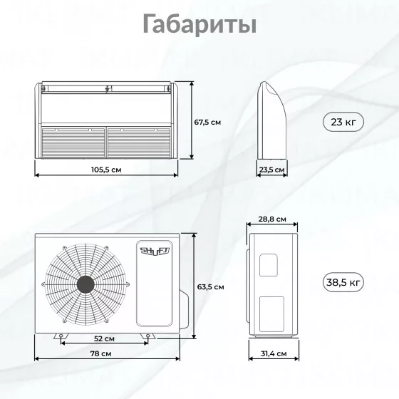 Комплект SHUFT SFLC_CF-18HN1_V2 полупромышленной сплит-системы напольно-потолочного типа Второе фото