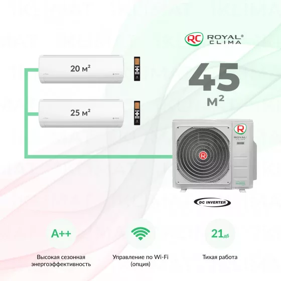 Royal Clima Multi Flexi 2RMN-18HN/OUT  + RCI-TMN07HN + RCI-TMN09HN Главное фото