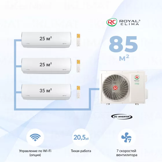 Royal Clima Multi Gamma Perfetto 3TFM-25HN/OUT + 2*RCI-PFF09HN + RCI-PFF12HN Главное фото