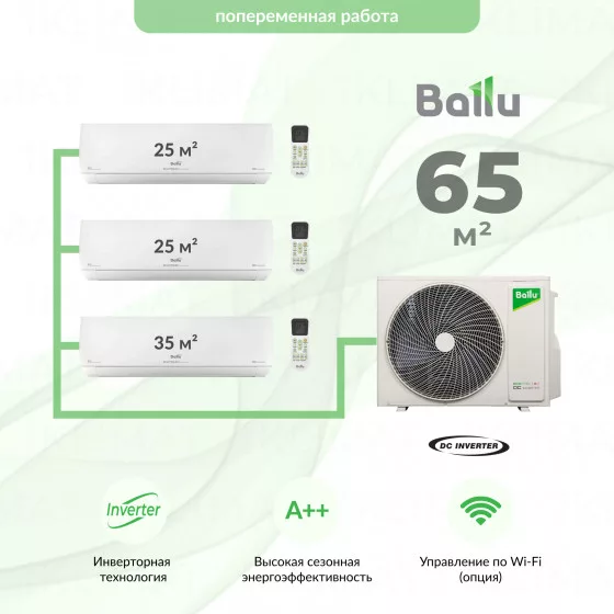 Ballu BA3OI-FM/out-21HN8/EU + 2*BSUI-FM/in-09HN8/EU + BSUI-FM/in-12HN8/EU Главное фото