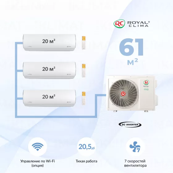Royal Clima Multi Gamma Perfetto 3TFM-25HN/OUT + 3*RCI-PFF09HN Главное фото