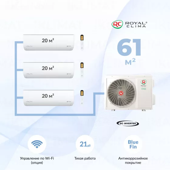 Royal Clima Multi Gamma Gloria 3TFM-25HN/OUT + 3*RCI-GLD07HN Главное фото