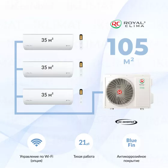 Royal Clima Multi Gamma Gloria 4TFM-32HN/OUT + 3*RCI-GLF12HN Главное фото