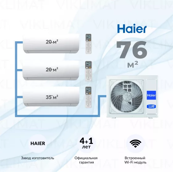 Haier SPIRIT-M 4U75S2SR5FA + 2*AS20SS1HRA-M + AS35SS1HRA-M Главное фото