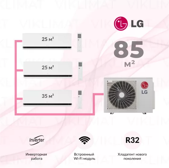 Мульти сплит система LG Deluxe Pro MU5R30.U42 + 2*H09S1D.NS1R + H12S1D.NS1R Главное фото