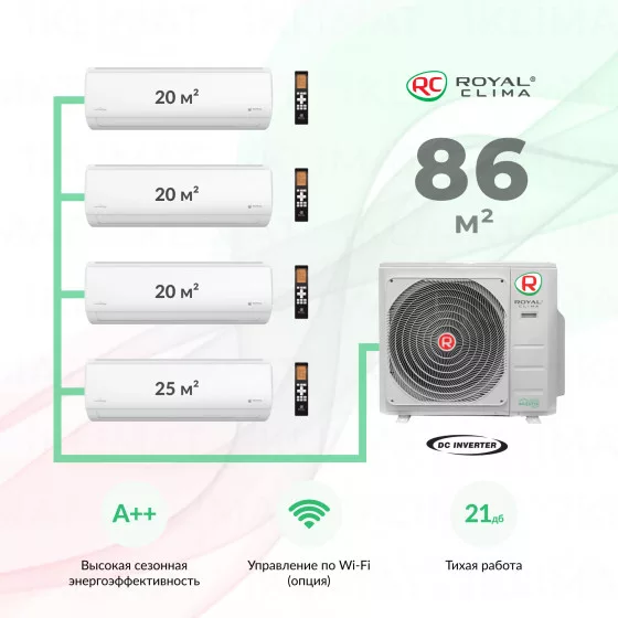 Royal Clima Multi Flexi 4RMX-36HN/OUT + 3*RCI-TMN07HN + RCI-TMN09HN Главное фото